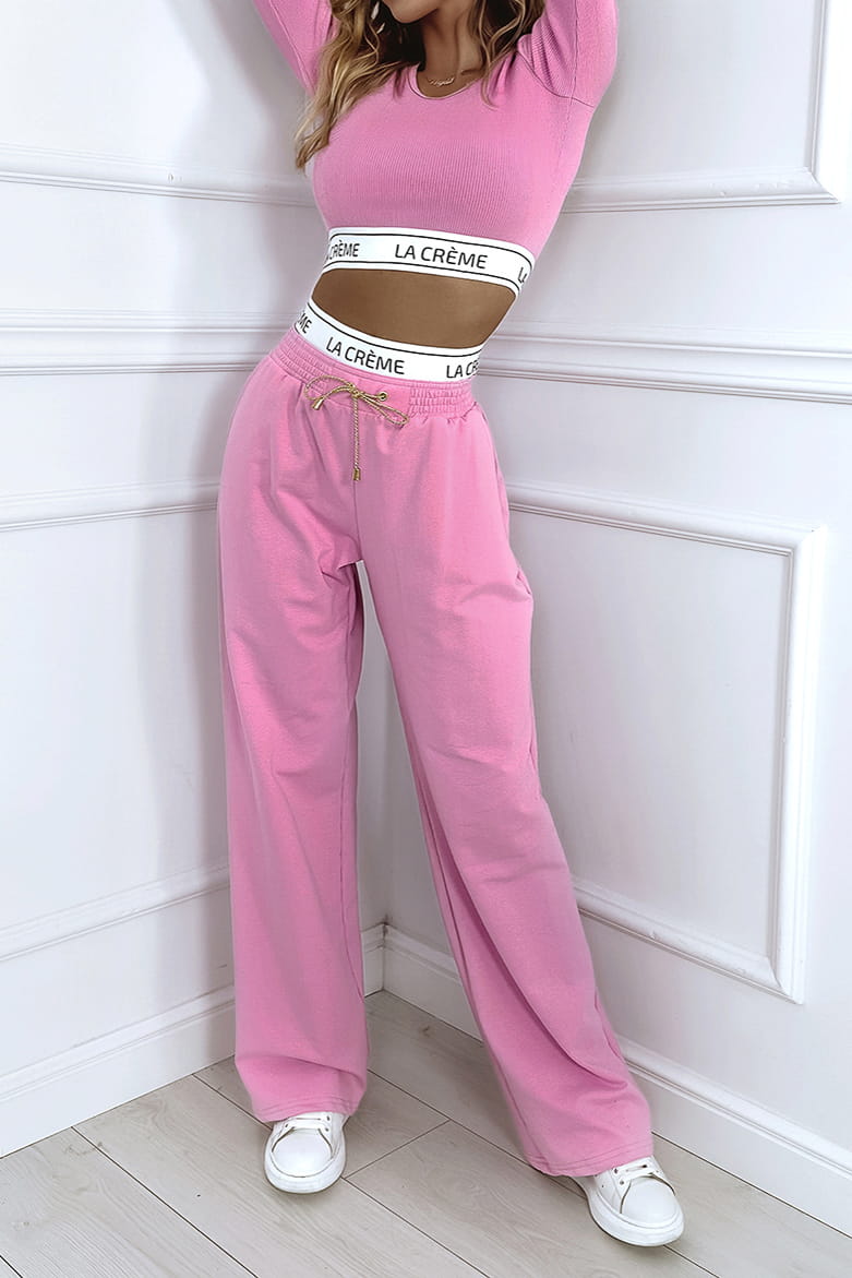 Dámsky růžový kalhotový komplet